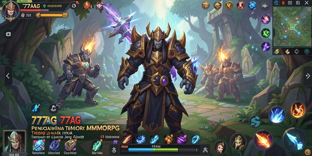 Screenshot utama 77AG menampilkan aksi seru dalam MMORPG.