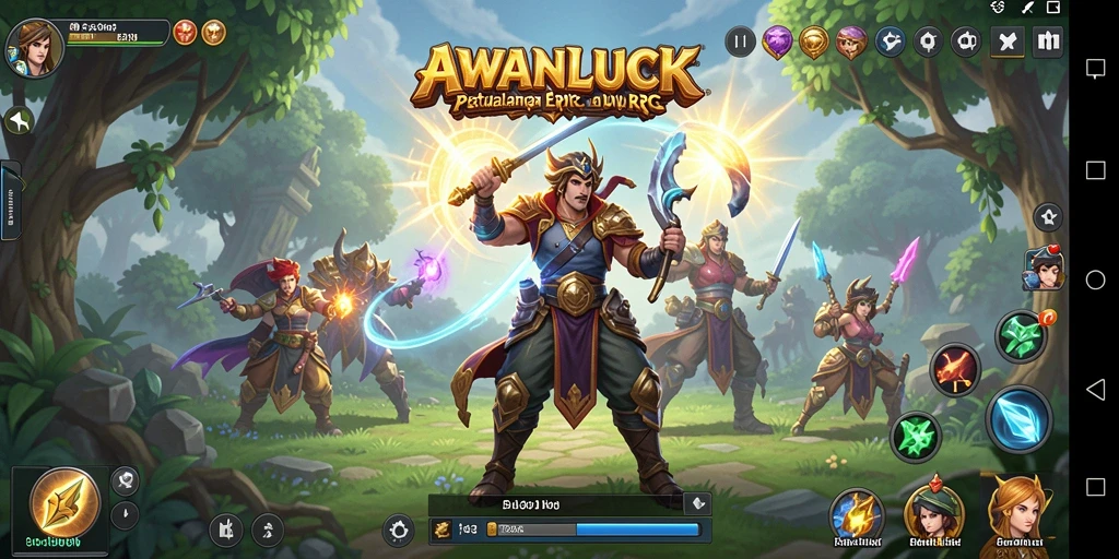 Tangkapan layar menampilkan aksi seru dalam permainan RPG AWANLUCK.