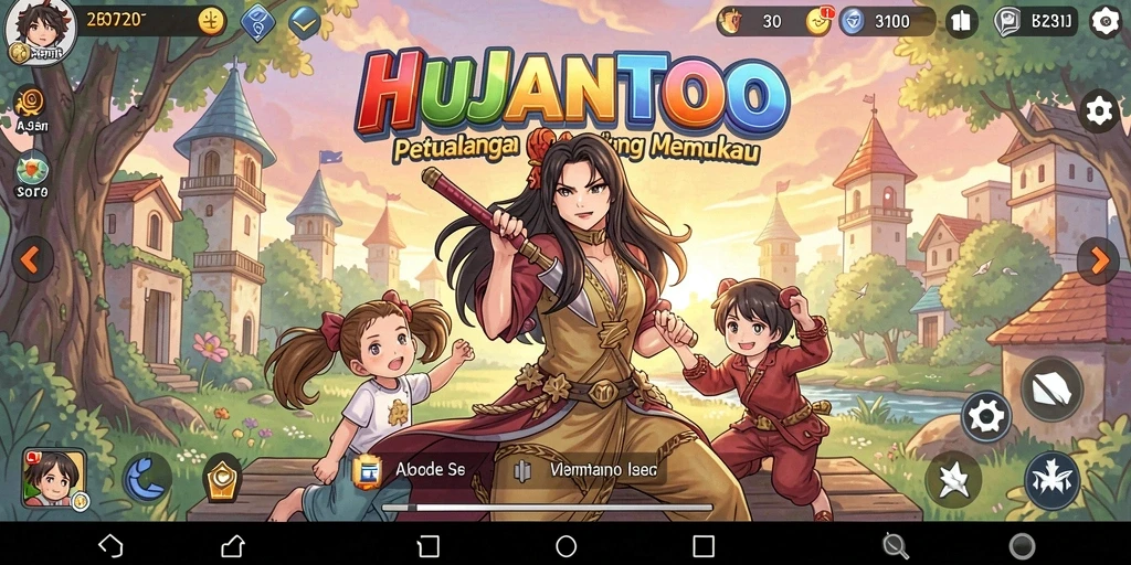 Gameplay HUJANTOTO dengan karakter anime yang menarik.