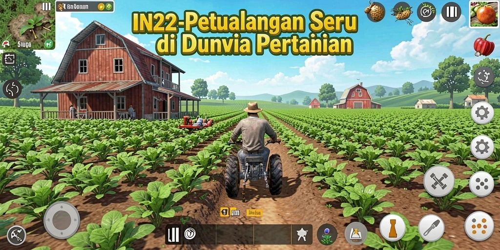 Tangkapan layar gameplay IN22 menampilkan kegiatan bercocok tanam yang seru.