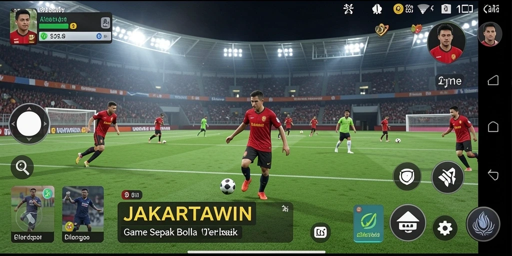 Tampilan gameplay seru dari JAKARTAWIN dengan aksi sepak bola yang mendebarkan.