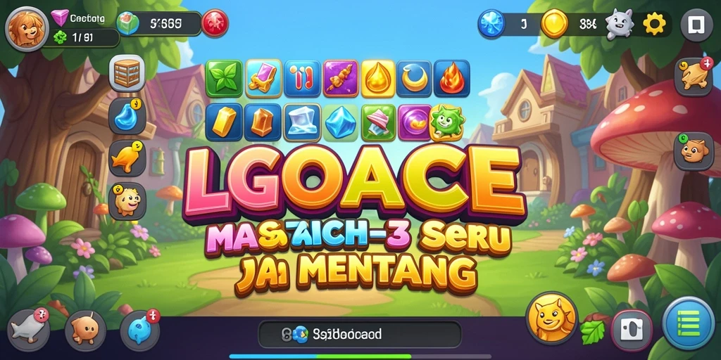 Tangkapan layar utama LGOACE menampilkan gameplay Match-3 yang berwarna-warni.
