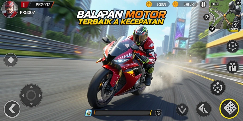 Tampilan mendebarkan dari gameplay balapan motor PRG007.