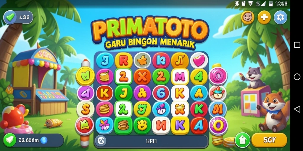 Tampilan gameplay seru di PRIMATOTO dengan suasana Bingo yang meriah.