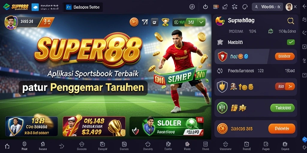 Tampilan menarik dari gameplay dalam aplikasi Sportsbook SUPER88.