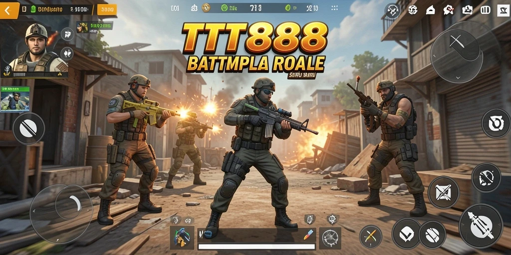 Gameplay seru dalam TTT888 saat bertempur di arena Battle Royale.