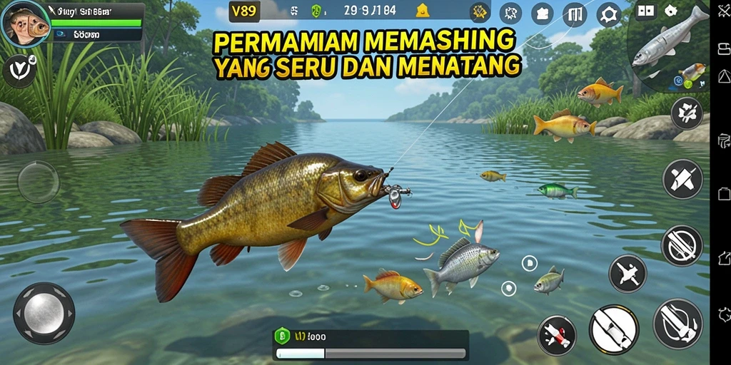 Tampilan menakjubkan dari gameplay memancing V89 yang mendebarkan.
