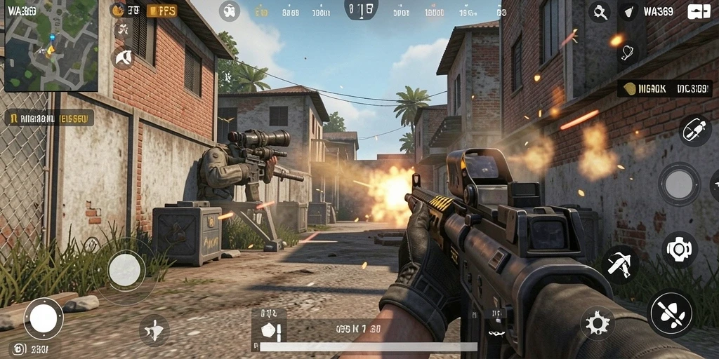 Gameplay mendebarkan di WA369 saat pertempuran FPS.