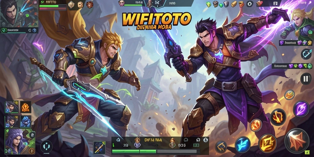 Screenshot WIFITOTO menampilkan pemain dalam pertarungan seru di arena MOBA.